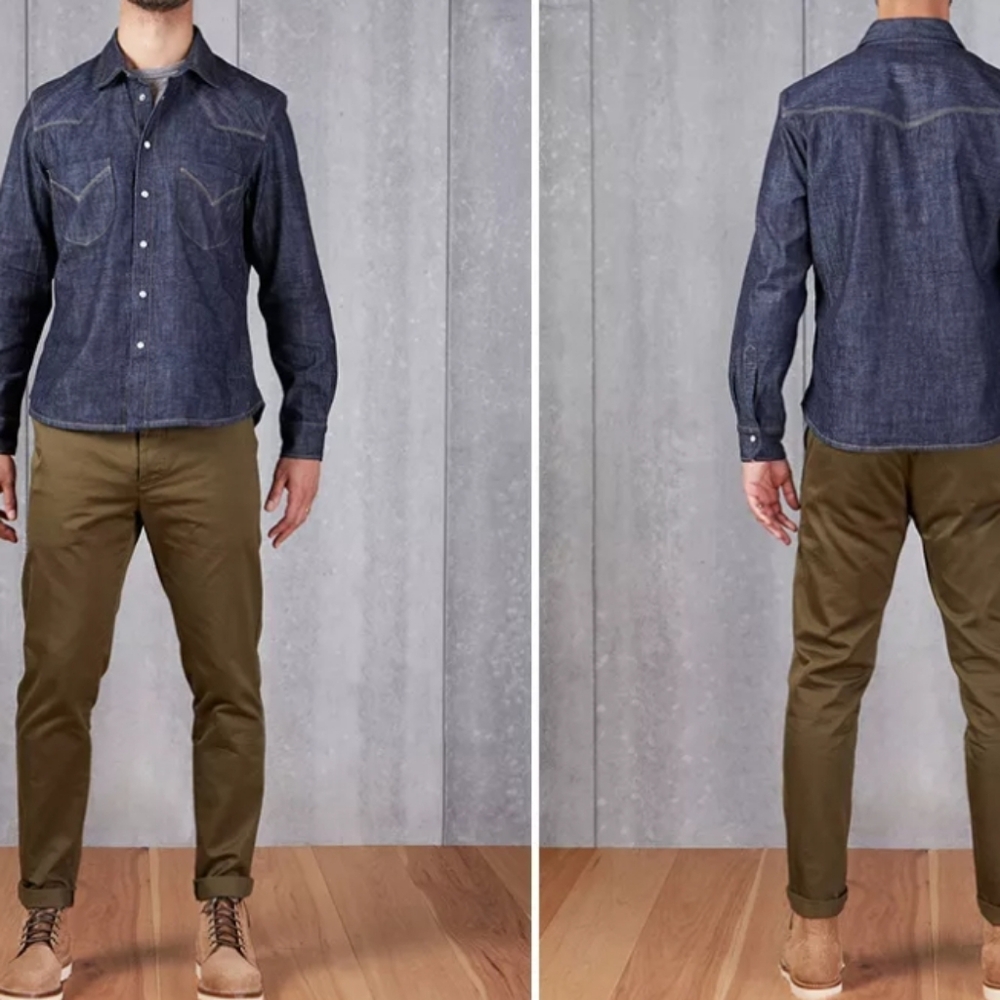 Shockoe Atelier M Japanese Denim Selvedge Western Pearl Snap Shirt Easy Co. - Picture 13 of 13